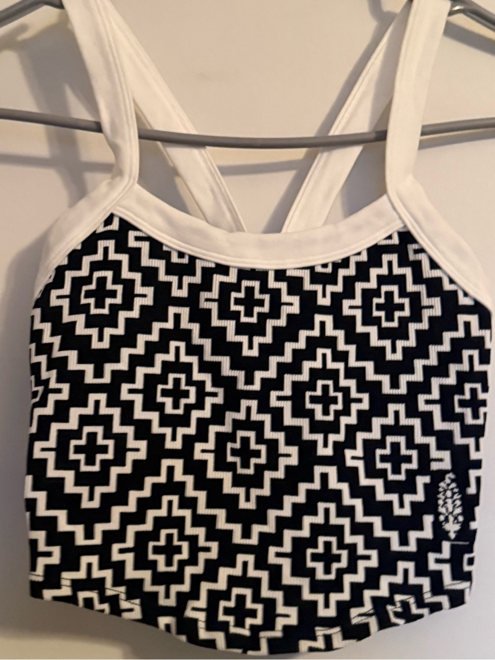 Free People Movement Black & White Geometric Cropped Tank Top